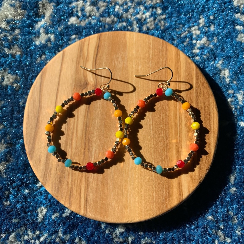 Gold Multi Color Drop Earring